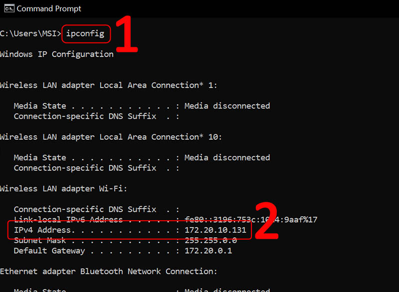 Kiểm tra IP của máy tính
